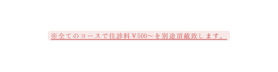 全てのコースで往診料 500 を別途頂戴致します